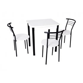 Комплект овалі стіл розкладний і 3 стільці чорний / білий