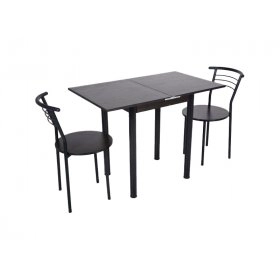 Комплект Компакт стол раскладной и 2 стула Черный/Венге