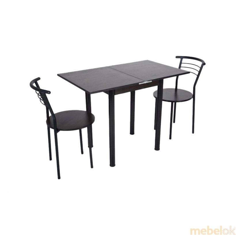 Комплект Компакт стол раскладной и 2 стула Черный/Венге