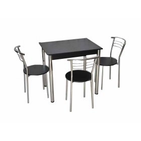 Комплект Ретта стол и 3 стула Хром/Черный