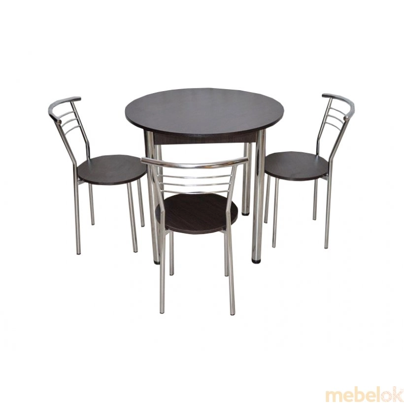 Комплект Крег D800 стол и 3 стула Хром/Венге