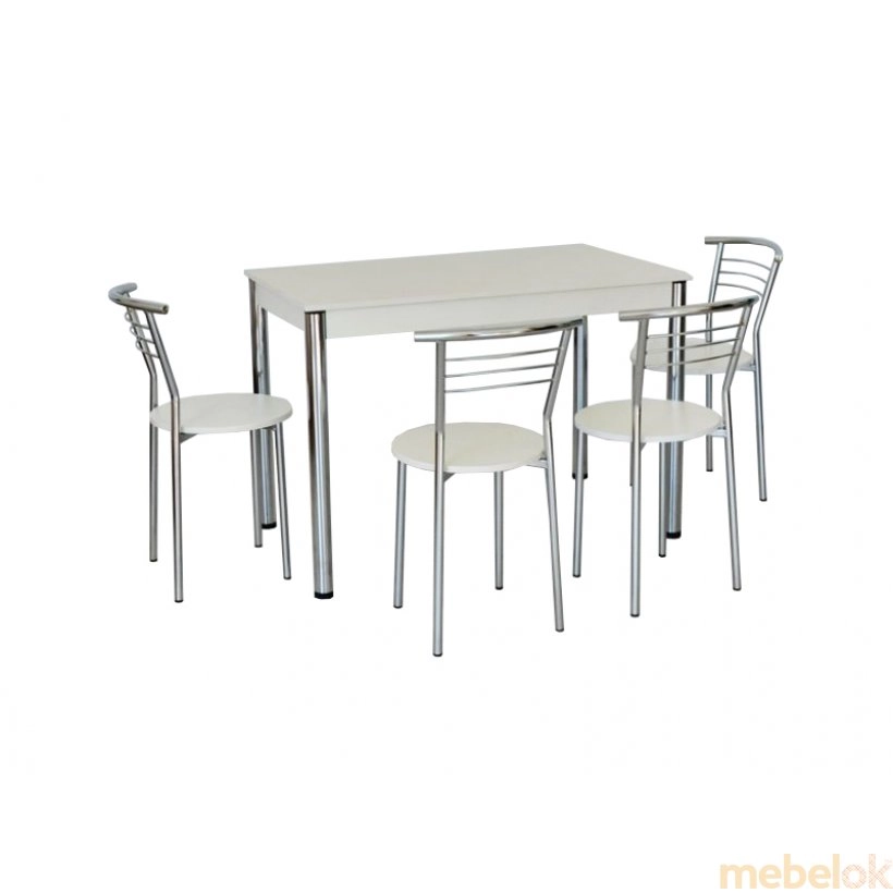 Комплект Відріс б стіл і 4 стільці Хром / Білий
