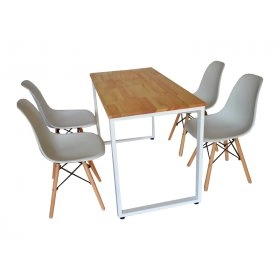 Комплект Риго стол и 4 стула Белый/Натуральный