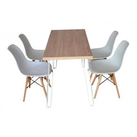 Комплект Мірент стіл і 4 стільці білий / ясен