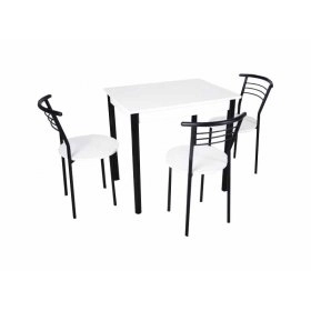 Комплект Ретта стол и 3 стула Черный/Белый