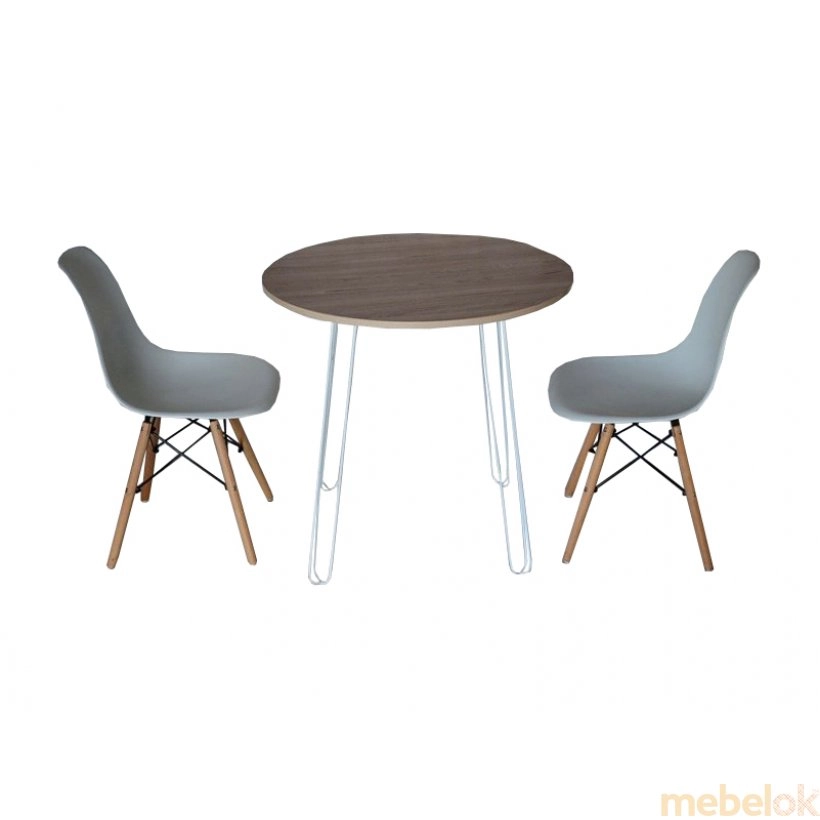 Комплект Мирент стол D800 и 2 стула Белый/Ясень