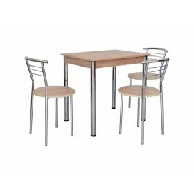Комплект Ретта стол и 3 стула Хром/Ясень