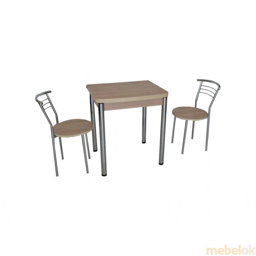 Комплект Овале стол раскладной и 2 стула Хром/Ясень