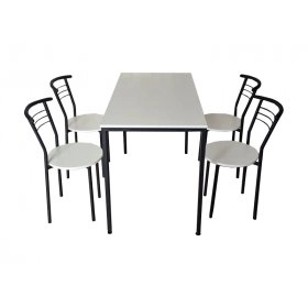 Комплект КС 8.5 стол 120х60 и 4 стула Черный/Белый