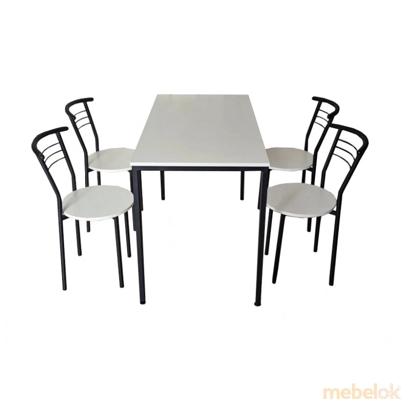 Комплект КС 8.5 стіл 120х70 і 4 стільці чорний / білий