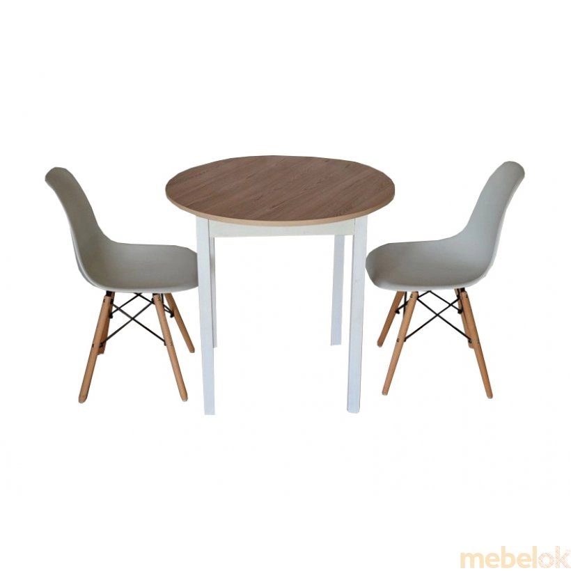 Комплект Крег D800 стол и 2 стула Белый/Ясень