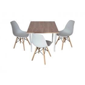 Комплект Фолді стіл розкладний на фігурних ніжках та 3 стільці Білий/Ясен
