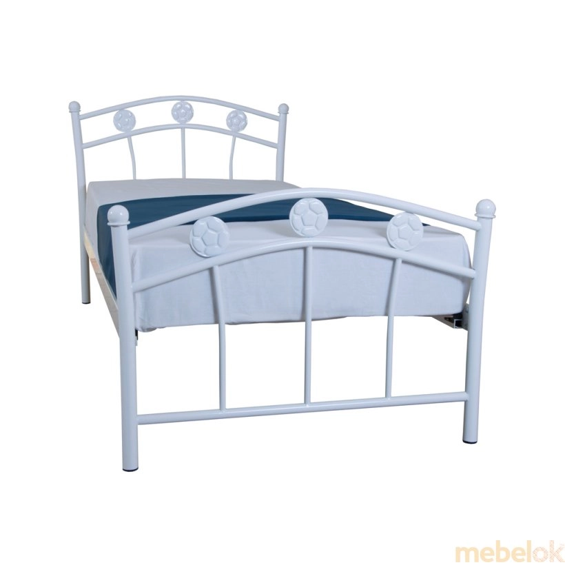 кровать с видом в обстановке (Детская односпальная кровать Eagle SMART 90х200 white)