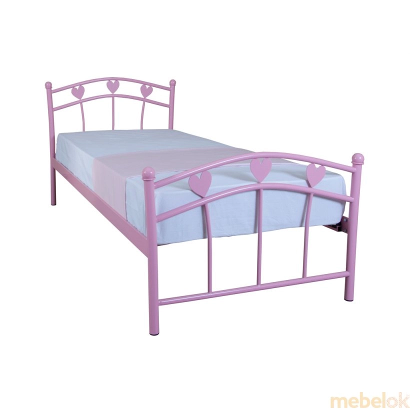 кровать с видом в обстановке (Детская односпальная кровать Eagle MARLENA 90х200 pink)