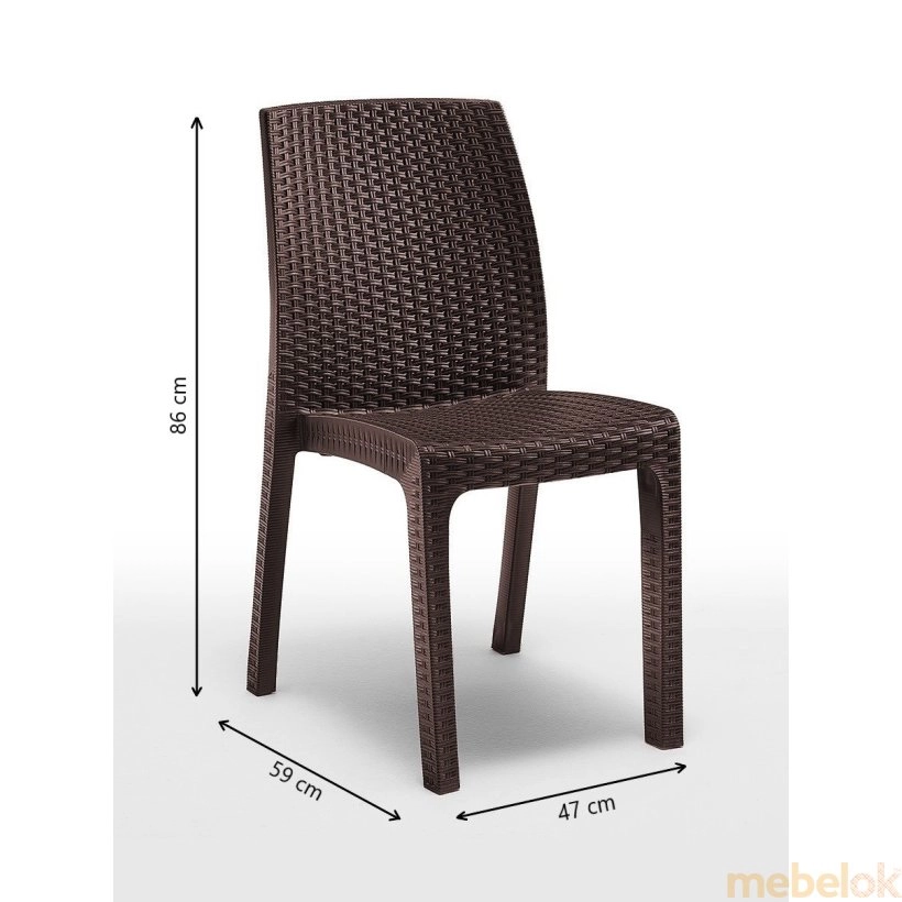 стул с видом в обстановке (Стул садовый Verona коричневый)