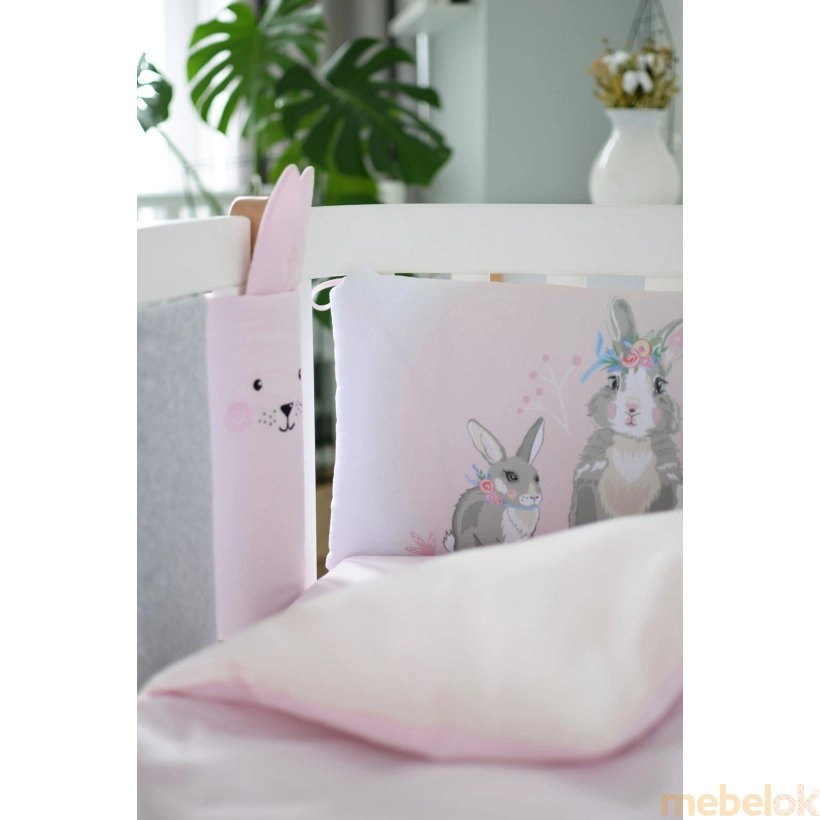 текстиль с видом в обстановке (Фенс-бампер Summer Bunny pink 6 единиц)