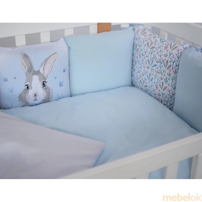 текстиль с видом в обстановке (Комплект постельного белья Summer Bunny blue New 6 единиц)