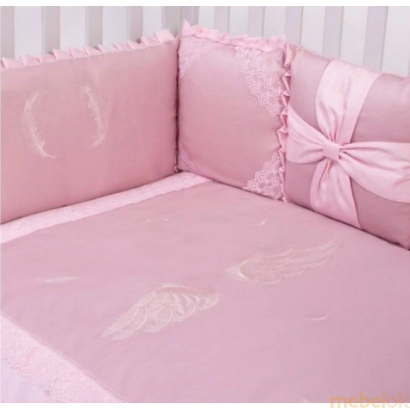 гарнитур постельного белья с видом в обстановке (Комплект постельного белья Angel wings pink 6 единиц)