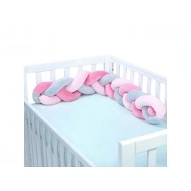 Захисний бампер-коса в дитяче ліжечко Pink Grey 120x15