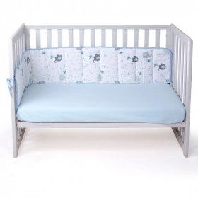 Защитный бампер в детскую кроватку сплошной Elephant blue 185x32