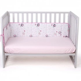 Защитный бампер в детскую кроватку сплошной Elephant pink 185x32