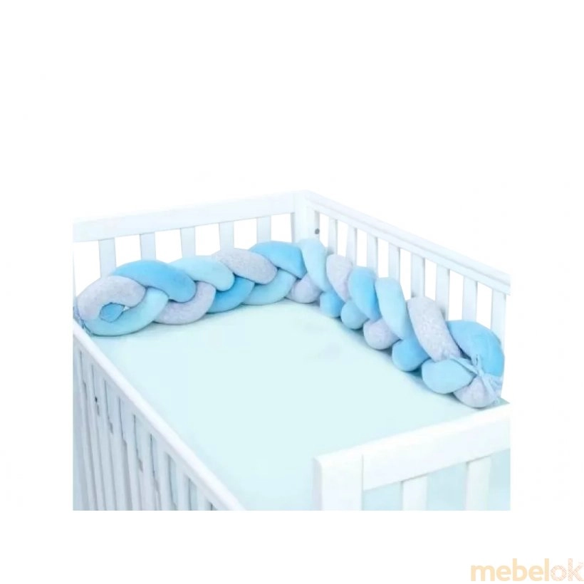 Захисний бампер-коса в дитяче ліжечко Blue Grey 120x15