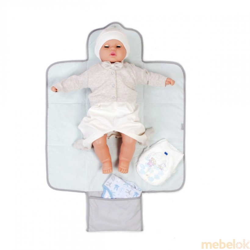 набор текстиля для детской кроватки, коляски с видом в обстановке (Пеленальный матрас дорожный 57x60 Lazy sloth)