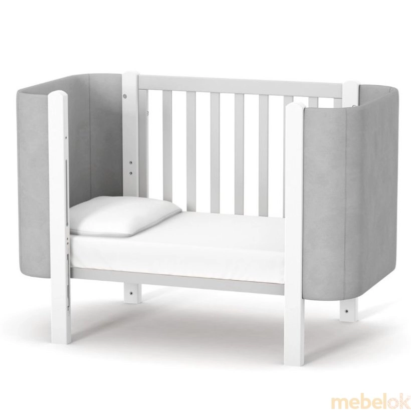 Кроватка Монако Велюр ЛД5 бело-серый