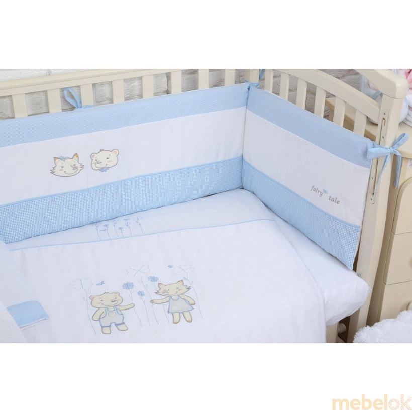 гарнитур постельного белья с видом в обстановке (Постельное белье для новорожденного Veres Fairy Tale blue 7 единиц)
