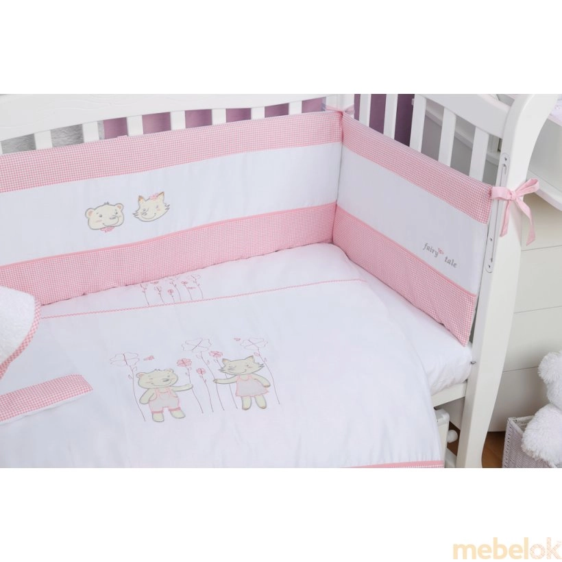 гарнитур постельного белья с видом в обстановке (Постельное белье для новорожденного Veres Fairy Tale pink 7 единиц)