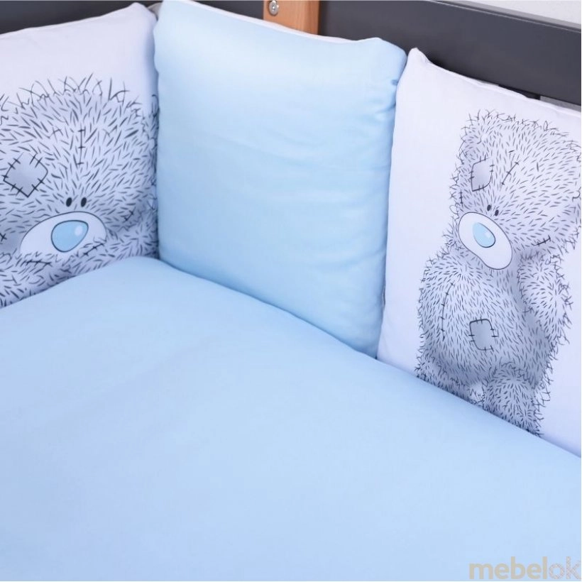 набор текстиля для детской кроватки, коляски с видом в обстановке (Комплект постельного белья Teddy Boy-2 6 единиц)