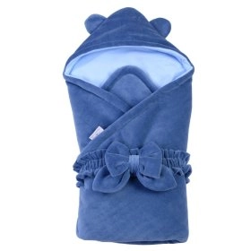 Конверт-одеяло Velour deep blue 80х80 с капюшоном