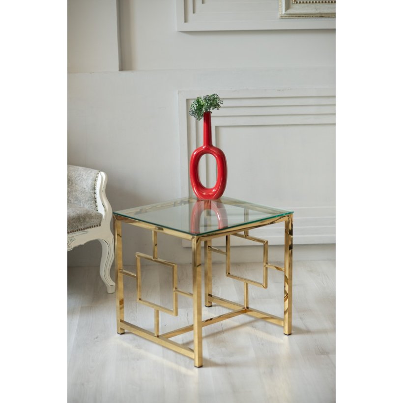 Стол CL-2 прозрачный + золото от фабрики Vetro Mebel (Ветро мебель)
