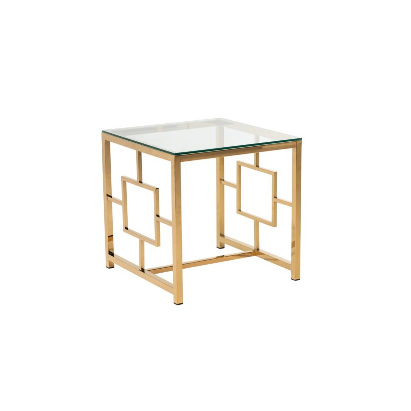 стол с видом в обстановке (Стол CL-2 прозрачный + золото)