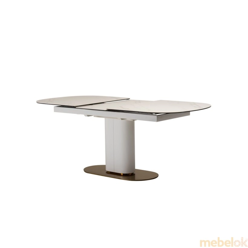 стол с видом в обстановке (Стол TML-828 камео белый мрамор+золото)