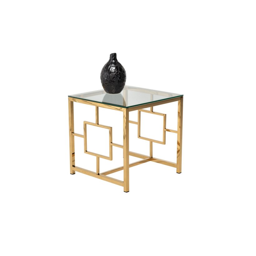(Стол CL-2 прозрачный + золото) Vetro Mebel (Ветро мебель)