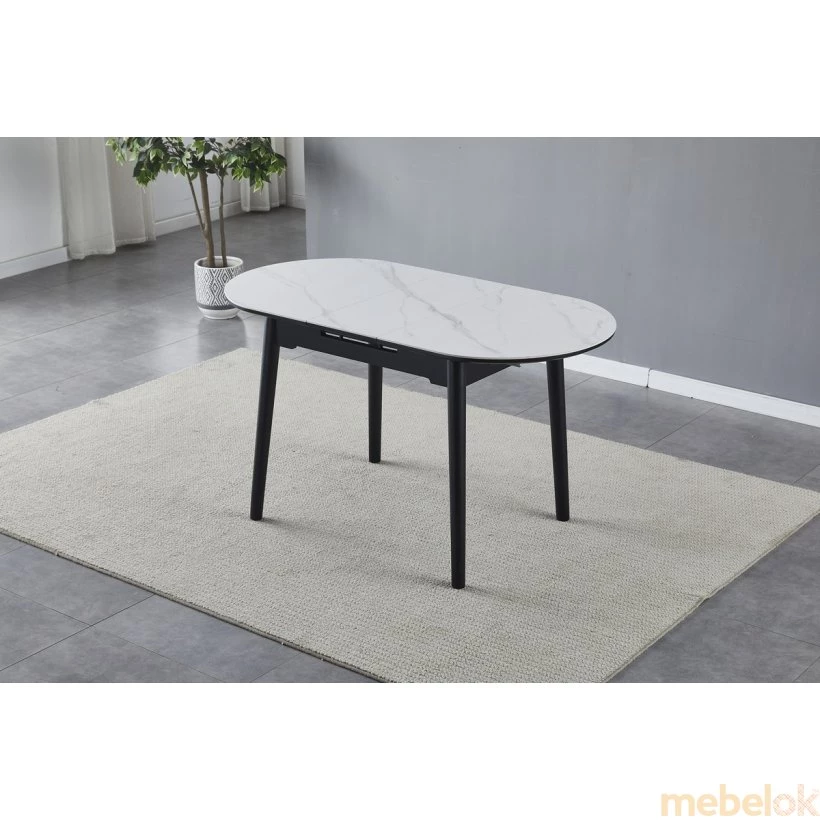 Керамічний стіл TM-85 білий мармур, чорний