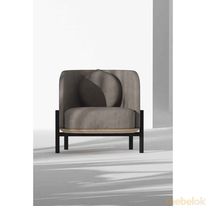 мягкое кресло с видом в обстановке (Кресло Royal Sun Серый)