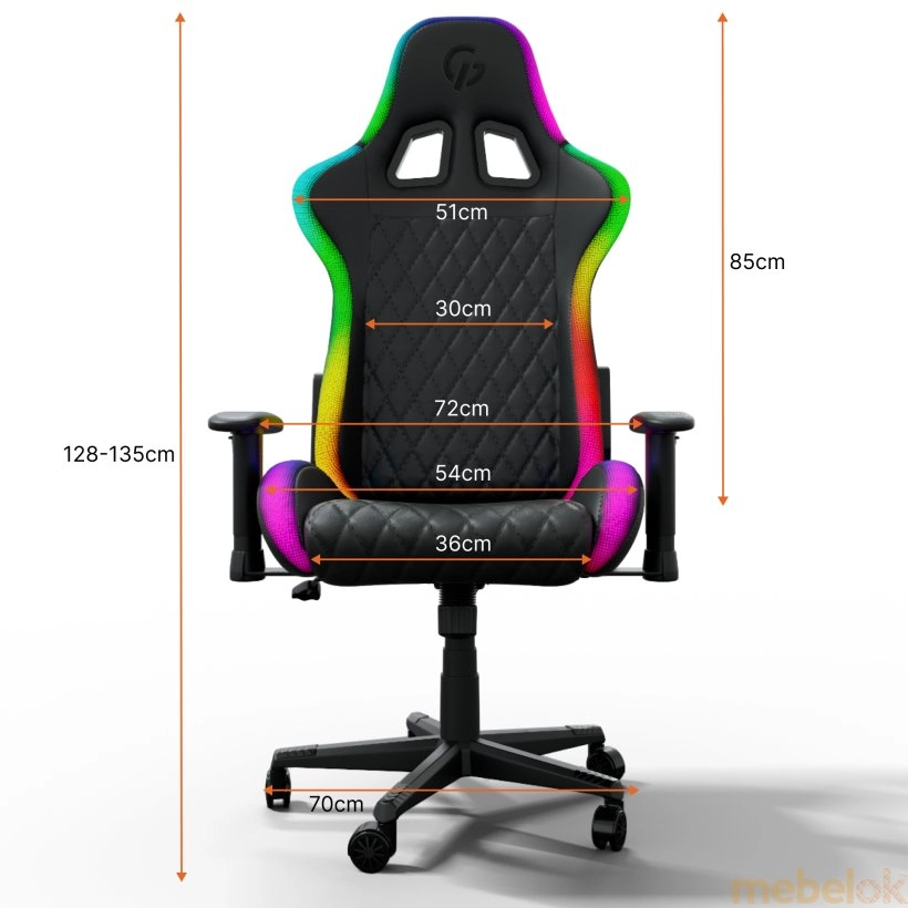 Кресло GamePro Hero RGB Black (GC-700/2-Black) черное
