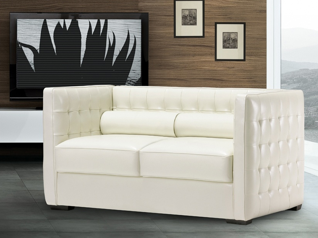 Шкіряний диван білого кольору