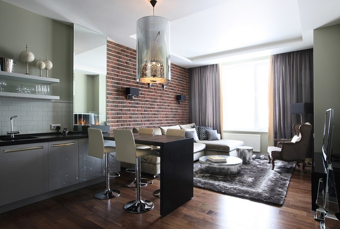 Дизайн интерьера: Кухня в минималистичном стиле для молодого мужчины - 11,9 м кв