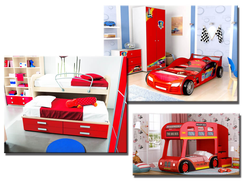 Дитячі ліжка червоного кольору