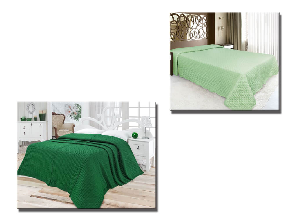 Зеленое покрывало на кровать