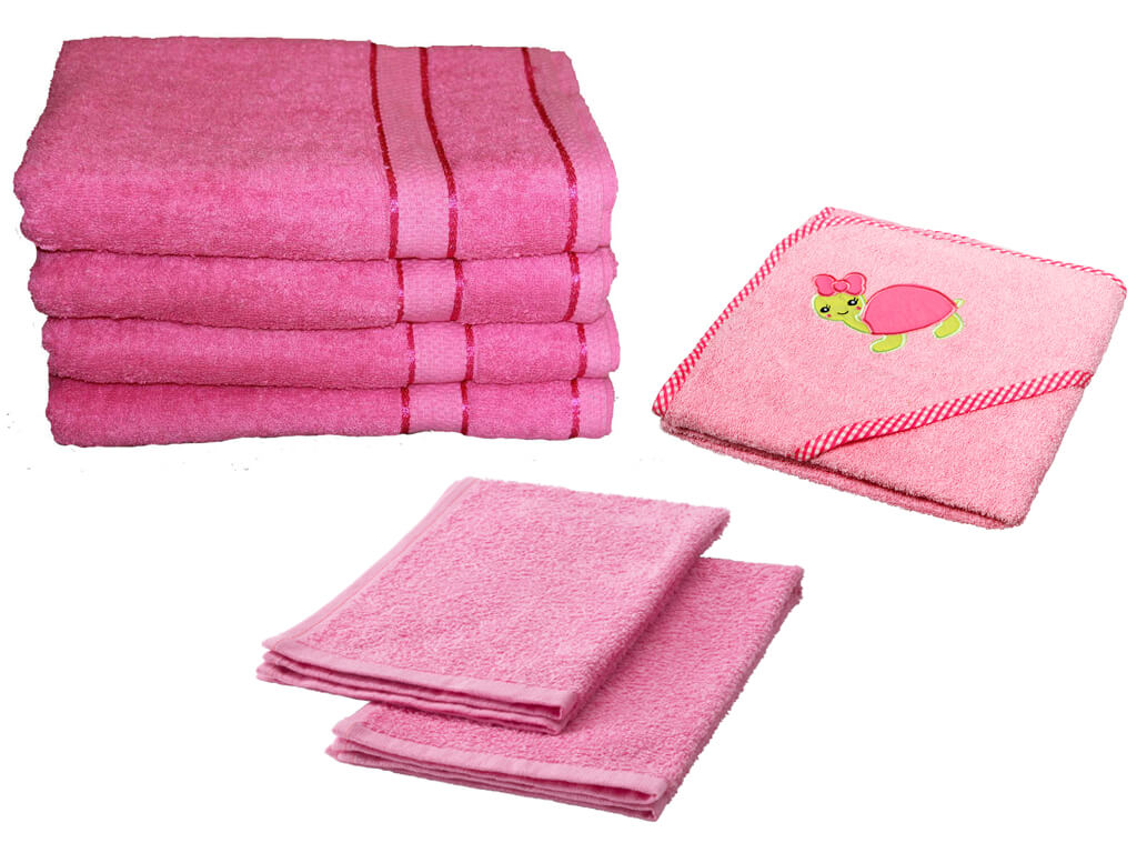 Полотенца махровые розовые